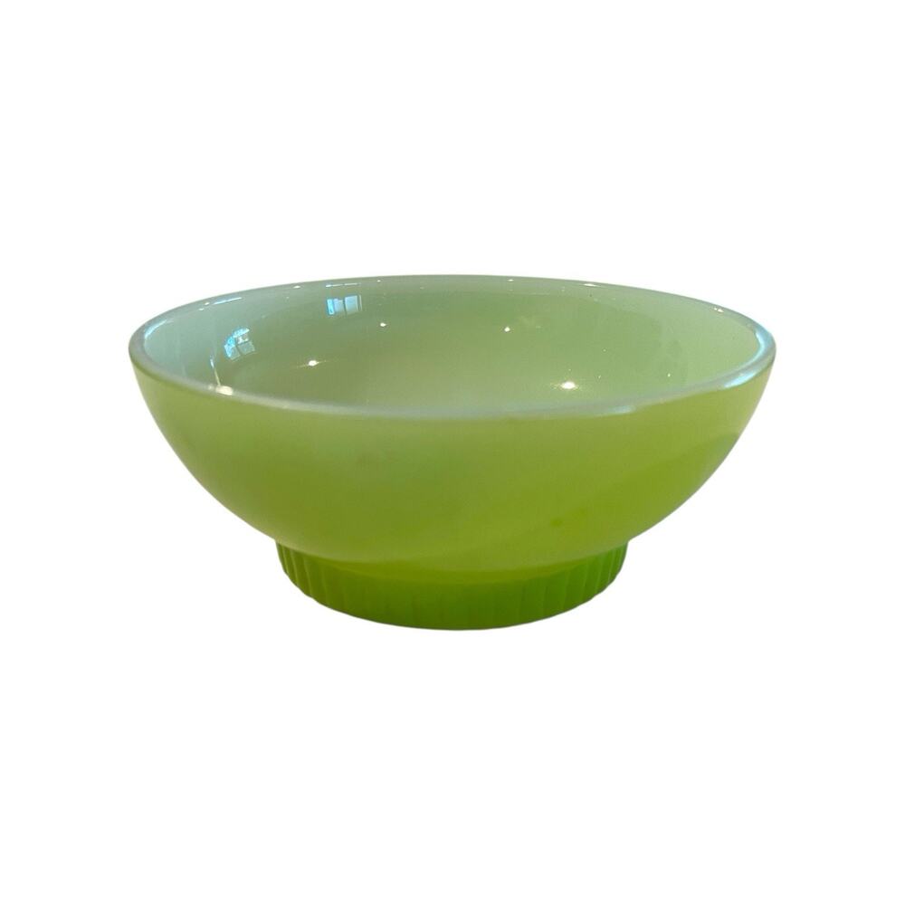 Vintage Anchor Hocking Fire King Ribbed 5" Lime Green Dessert Bowl